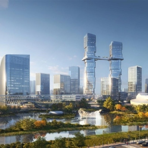 现代商业办公楼滨海公园3D模型下载